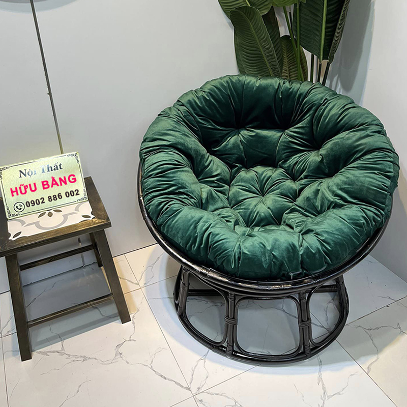 Ghế Papasan thư giãn mây thật, mặt khảm trai nổi bật BM580