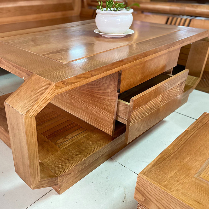 Bộ sofa góc Kim Cương gỗ Sồi màu cánh gián BK019