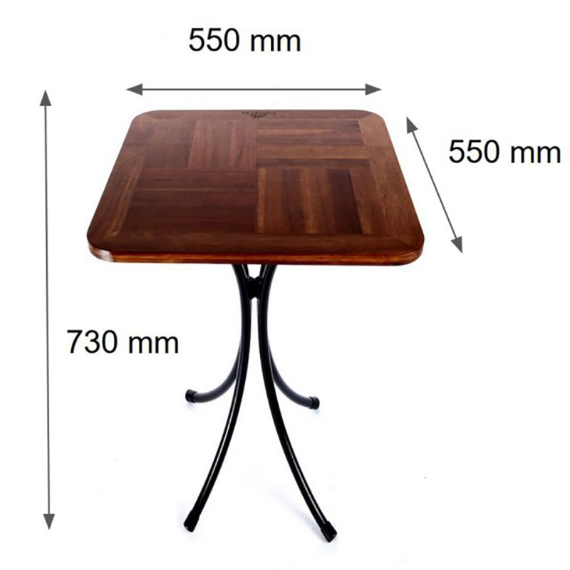 Bàn cafe sân vườn ngoài trời Kite mặt gỗ vuông 55cm BS340