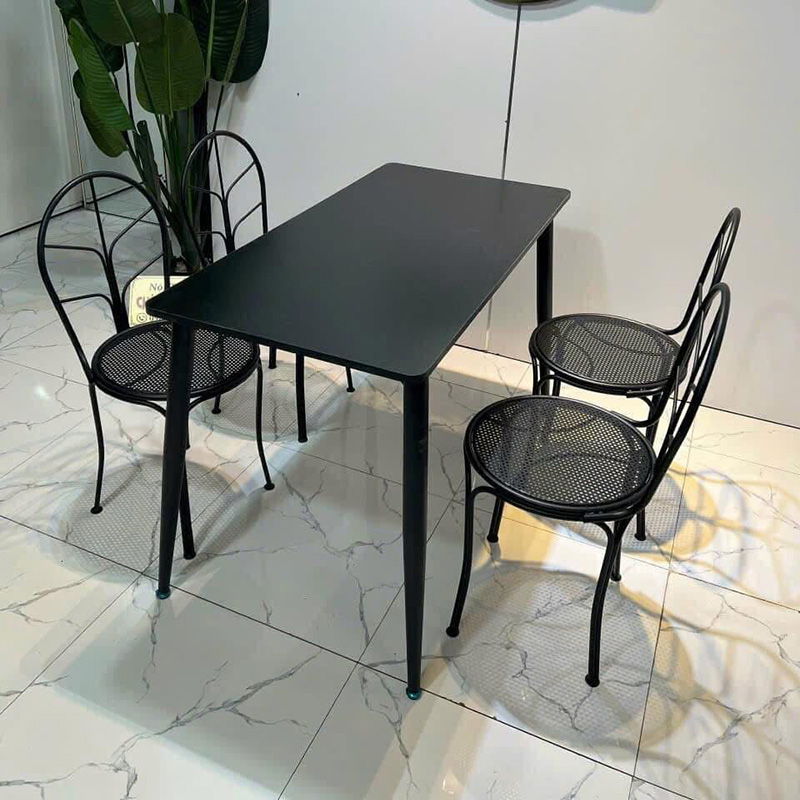 Bộ bàn ghế tựa sắt setup quán cafe, nhà hàng, trà sữa BS137