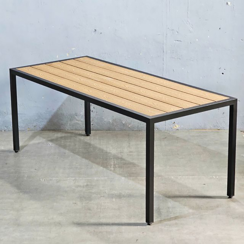 Bàn chữ nhật ngoài trời cho quán cafe, quán ăn nhà hàng KT 160x80cm gỗ nhựa vân 3D BS327