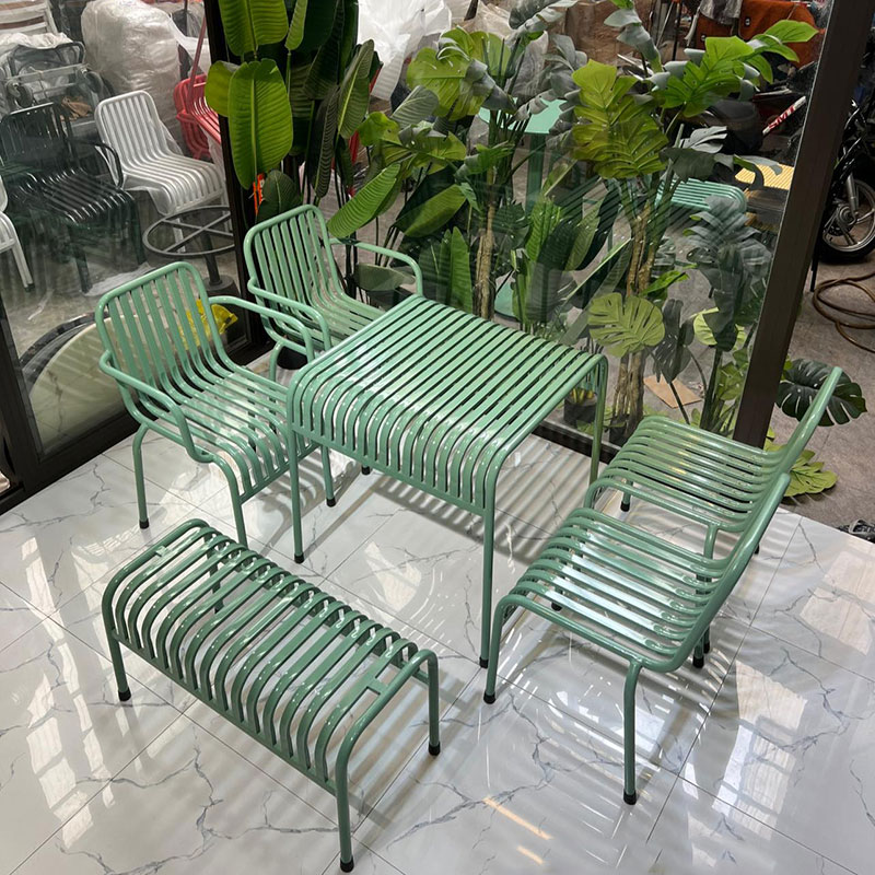 Bộ bàn ghế nan sắt sân vườn ngoài trời BS204