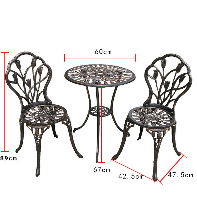 Bộ bàn ghế nhôm đúc hoạ tiết hoa hồng BS266