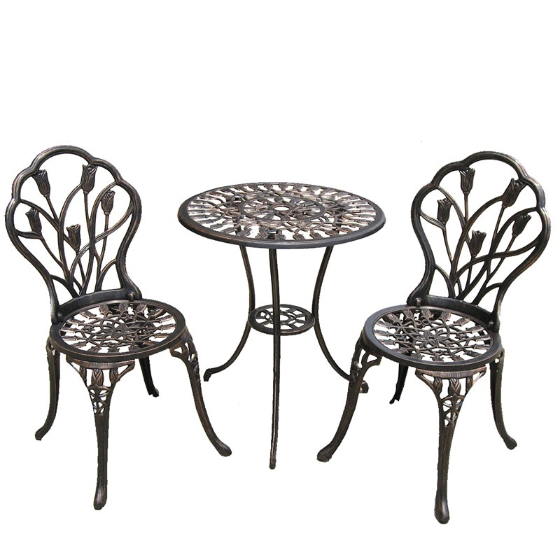 Bộ bàn ghế nhôm đúc hoạ tiết hoa Tulip BS277