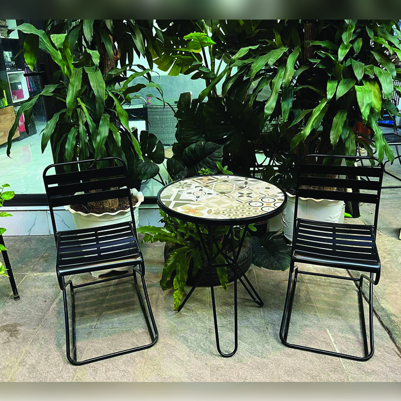 Bộ bàn ghế sắt cafe ngoài trời chịu lực tốt, độ bền cao BS307