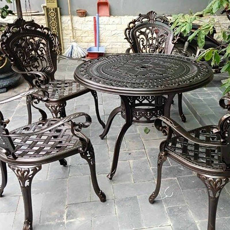 Ghế sân vườn hợp kim nhôm đúc họa tiết hoa cúc BS302