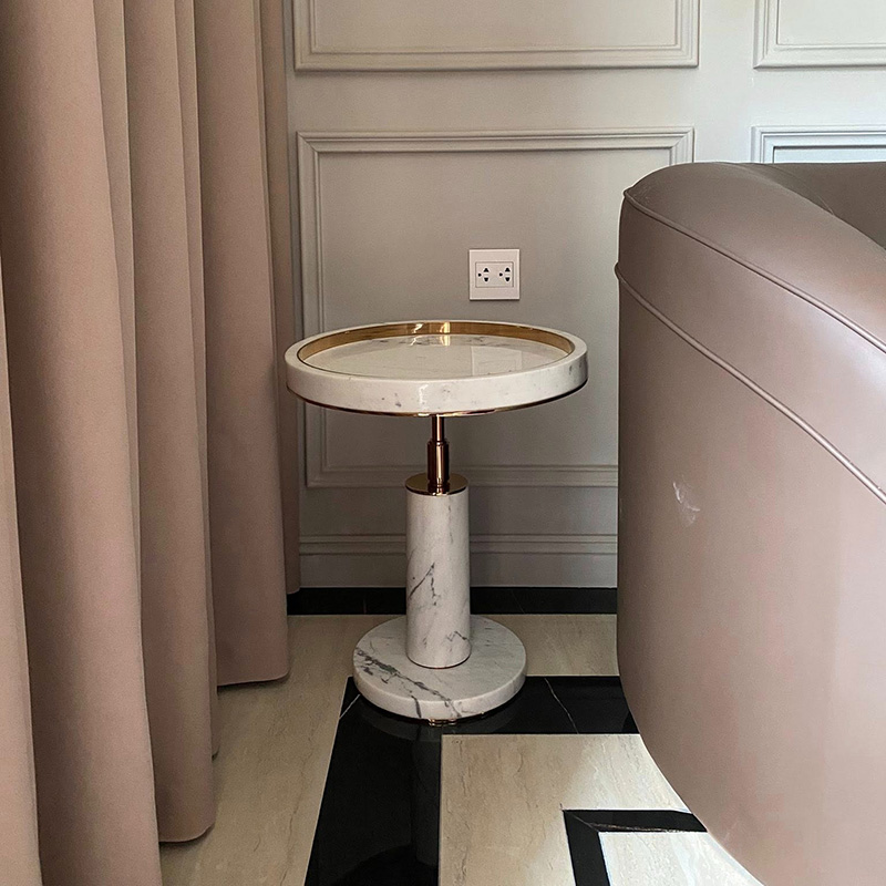 Bàn side table cao cấp đá tự nhiên kết hợp Inox BC325