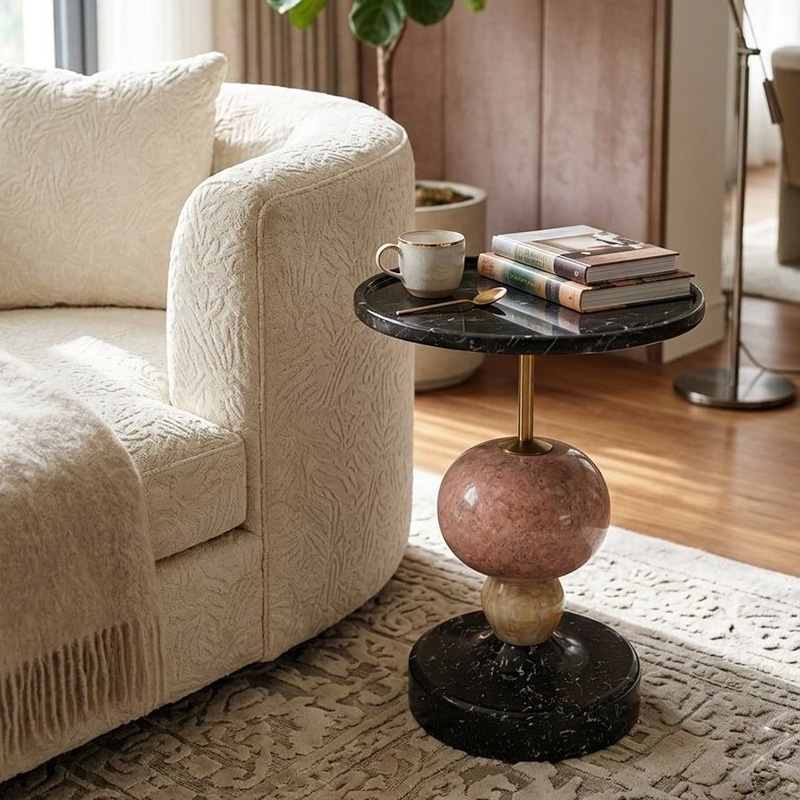 Bàn Side Table trụ đá khối đa sắc BC217