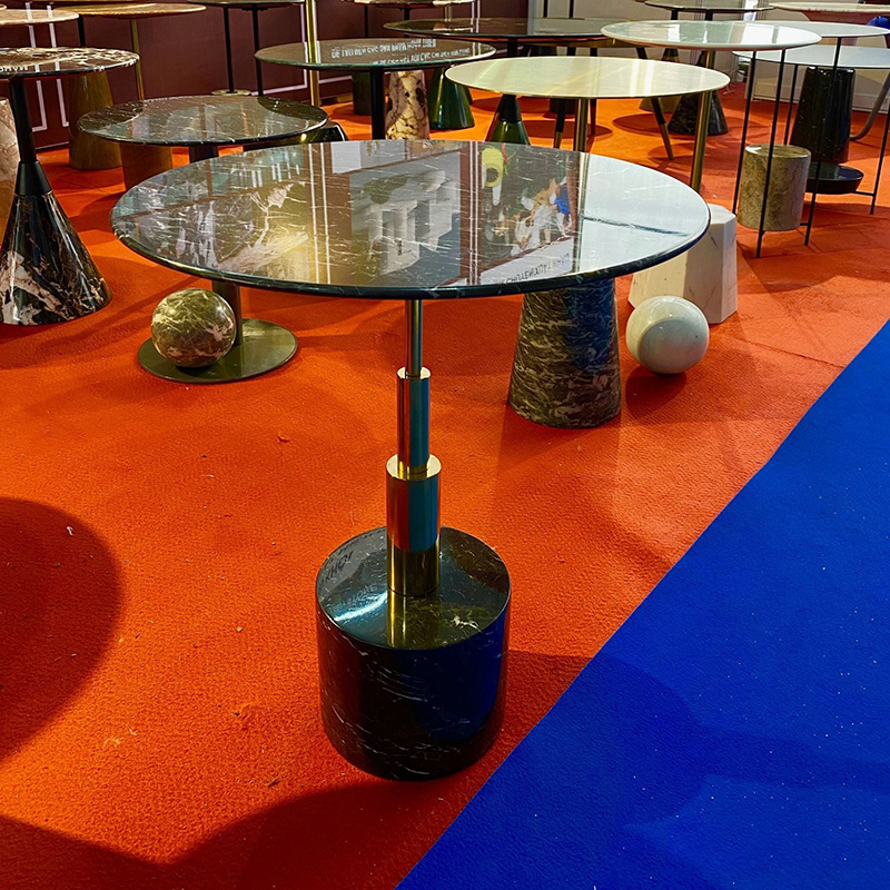 Bàn tab đá trang trí (side table) đế đá nguyên khối hình trụ BC211