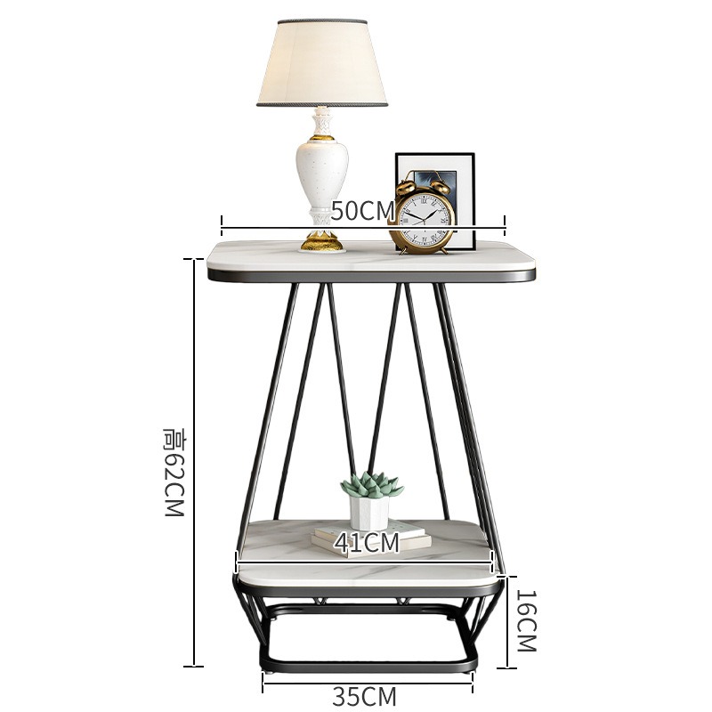 Bàn trang trí bên Sofa mặt đá 2 tầng khung sắt BC232
