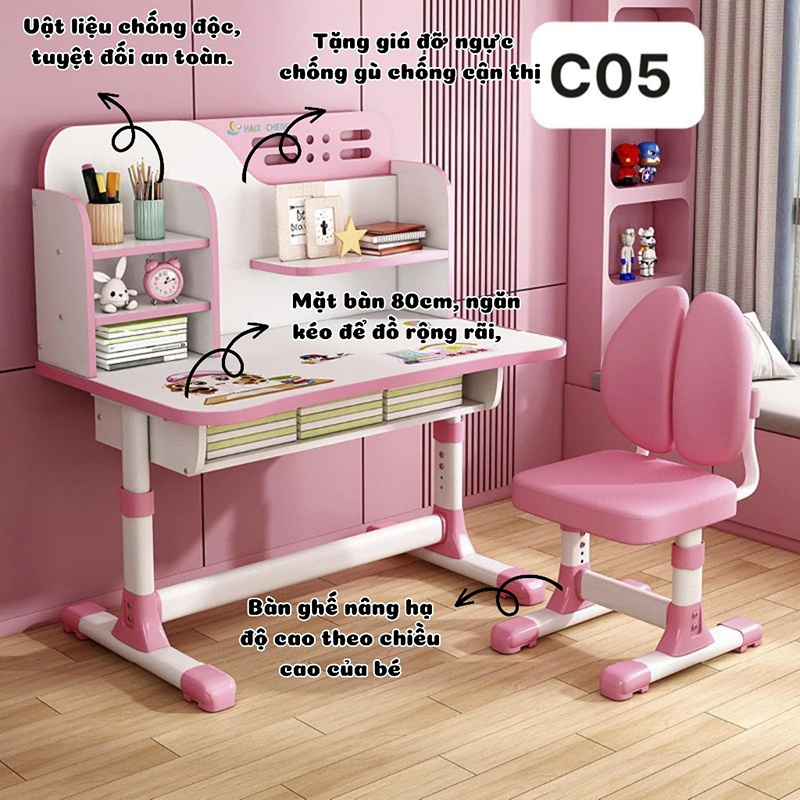 Bàn học sinh cao cấp có giá sách thông minh BH044