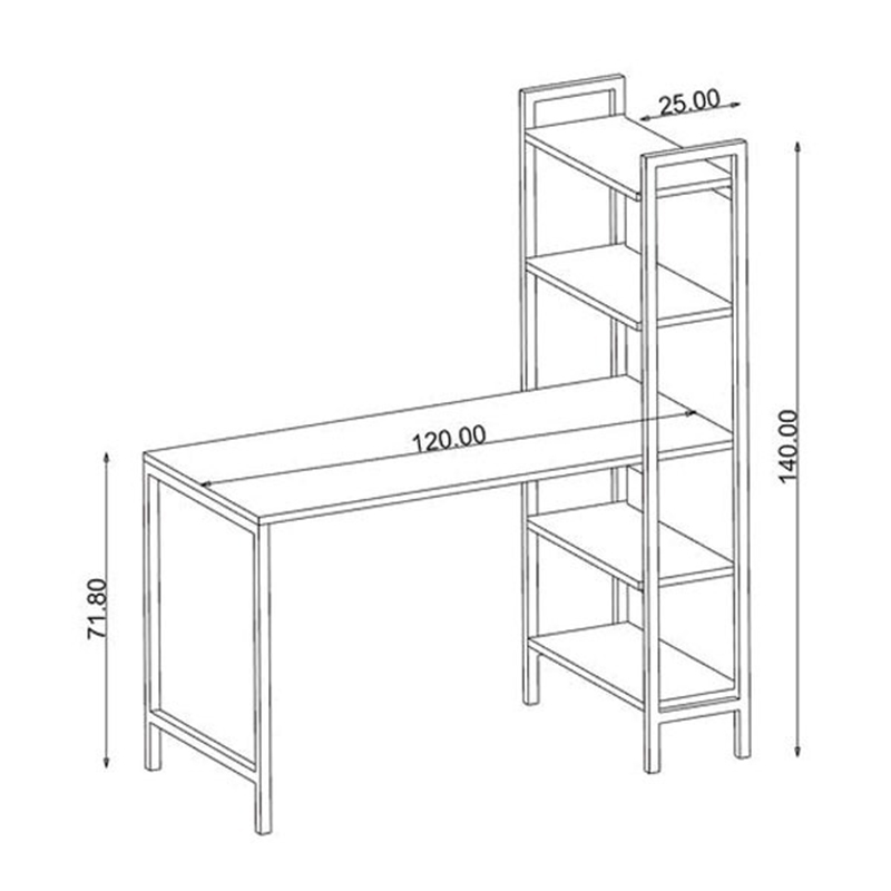 Bàn làm việc chân sắt liền kệ sách tiện dụng BV989