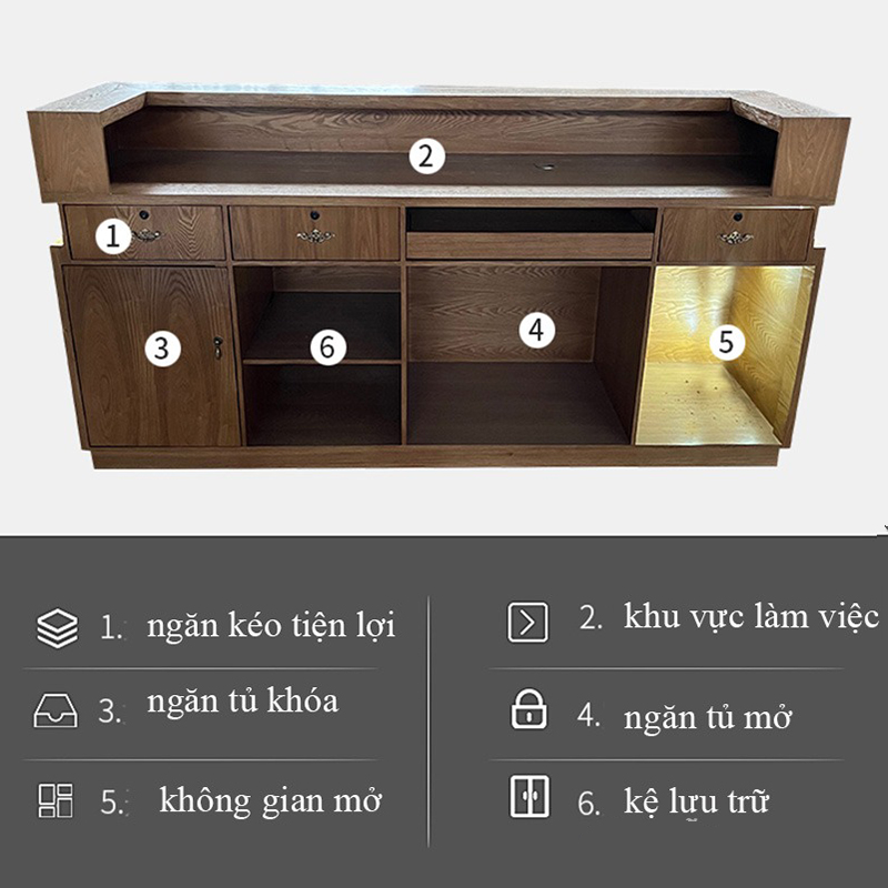 Bàn quầy lễ tân cho khách sạn thiết kế hiện đại BQ611