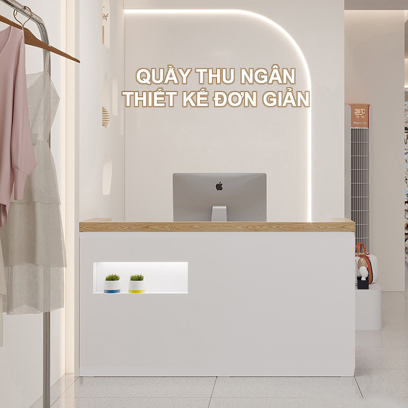 Bàn quầy thu ngân thiết kế đơn giản, chất liệu gỗ công nghiệp BQ602