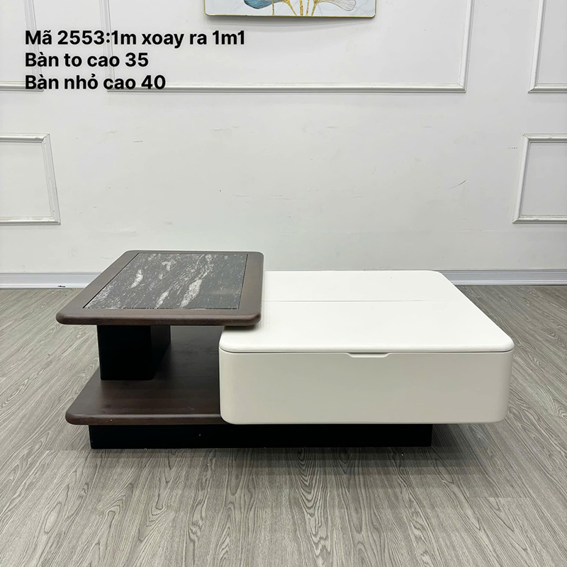 Bàn trà đôi phòng khách thiết kế xoay độc đáo BT667