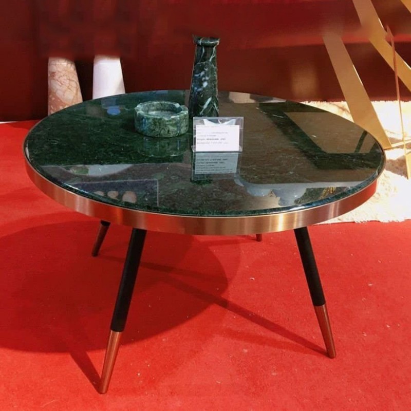  Bàn trà mặt đá Đá xanh Ấn độ, chân Inox kết hợp sắt sơn đen tĩnh điện BT941