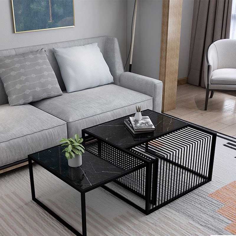 Bàn sofa đôi lồng được vào nhau mặt đá vân mây BT986