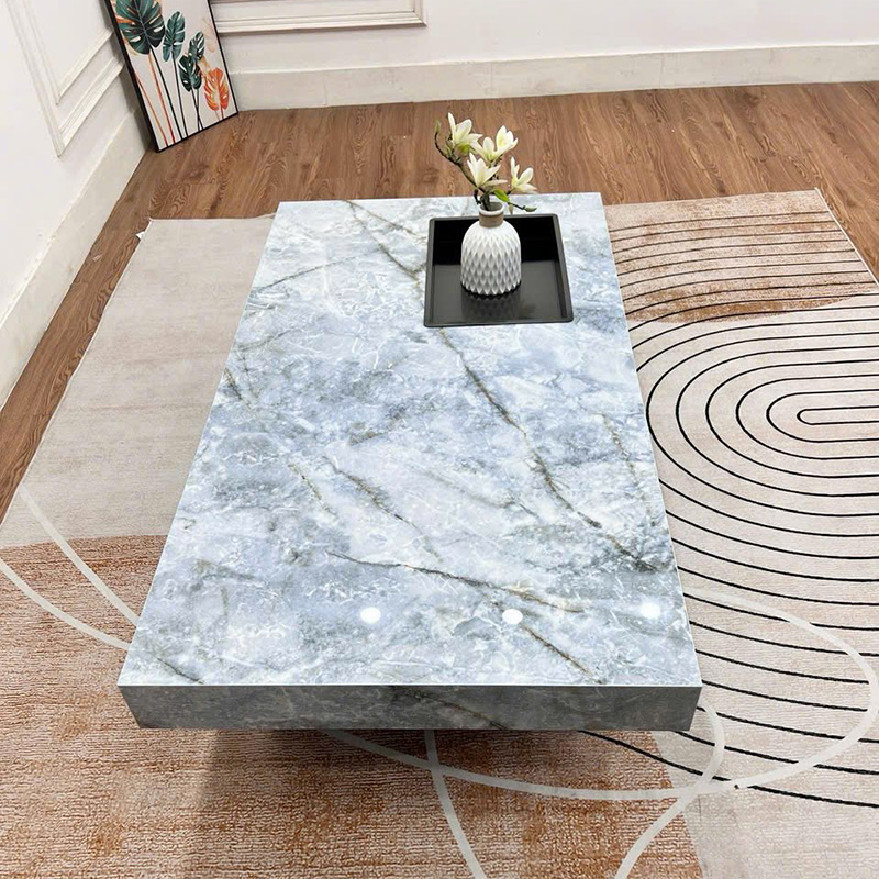 Bàn trà mặt đá chân hợp kim sơn tĩnh điện bóng KT 130cm x 70cm BT288