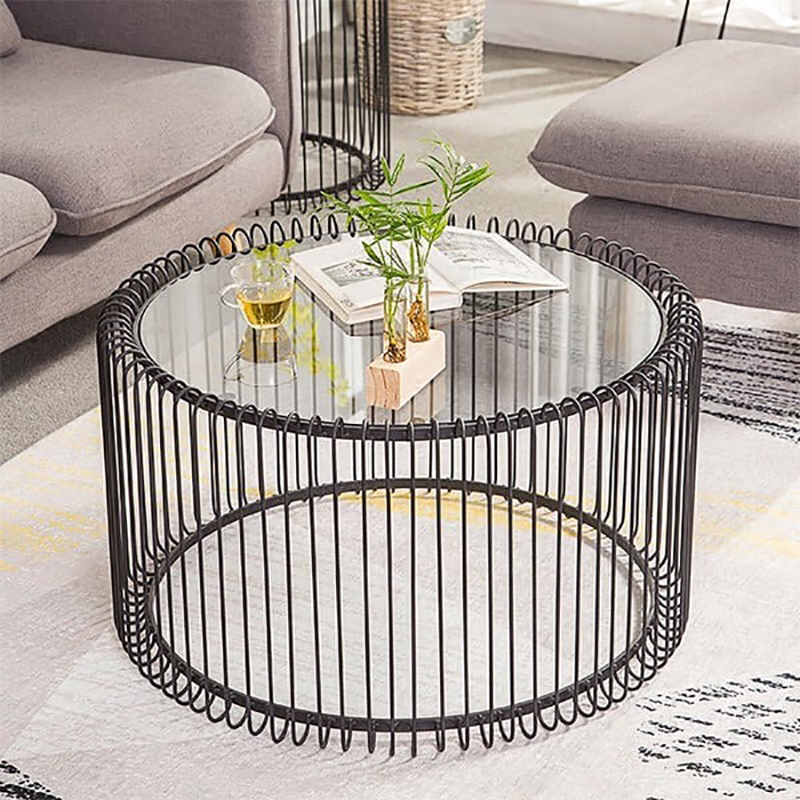 Bàn trà sofa lồng chim mặt kính cao cấp BT692