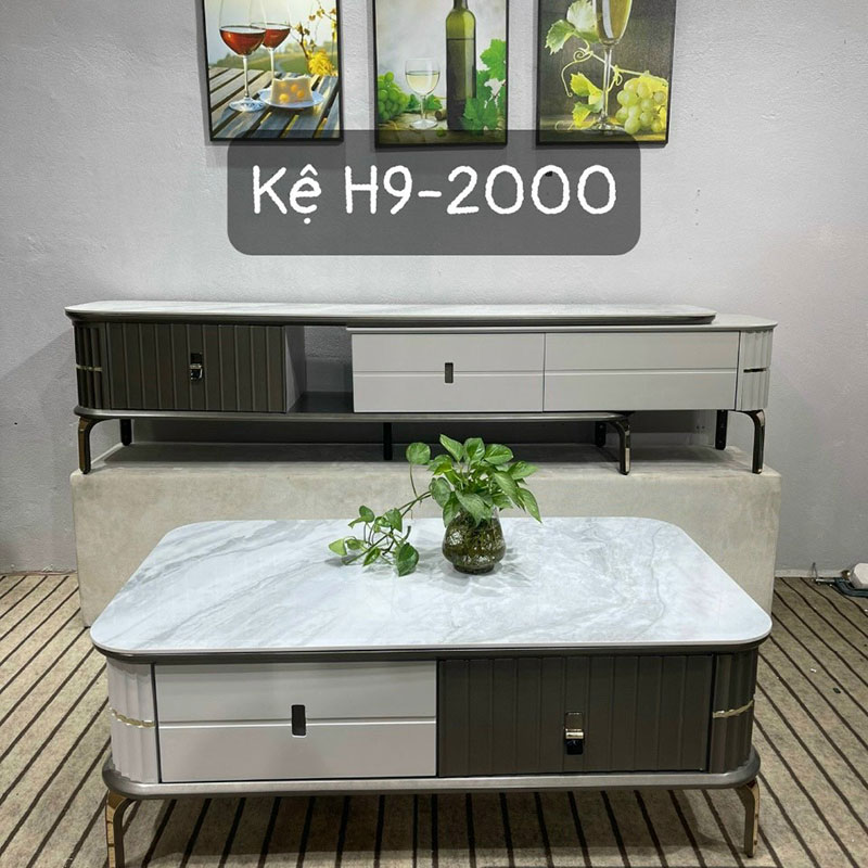 Bộ bàn trà sofa, kệ tivi mặt đá cho căn hộ chung cư CT207