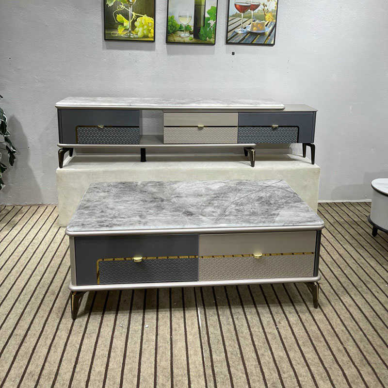 Combo bàn trà kệ tivi mặt đá nhập khẩu CT200