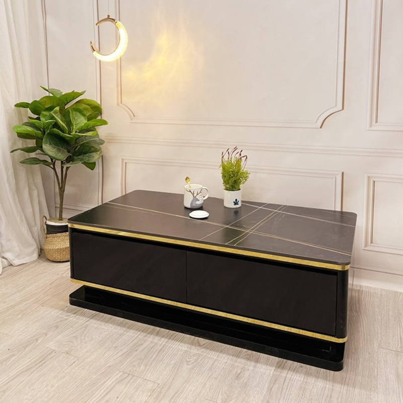 Combo bàn trà kết hợp kệ tivi màu đen sang trọng CT226