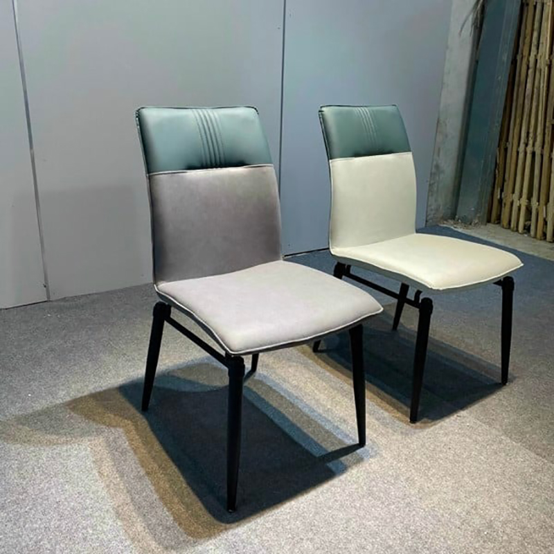 Ghế ăn nhà hàng chân sắt, nệm da cao cấp GA519