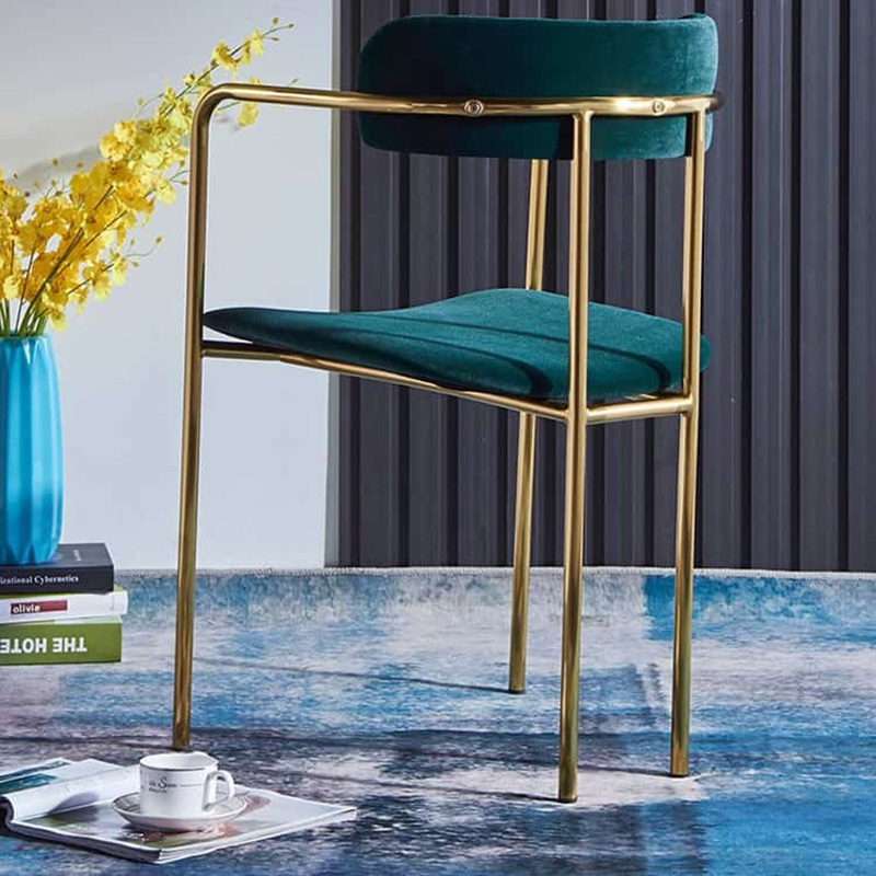 Ghế ăn cafe nhà hàng đệm nhung chân Inox mạ vàng GA508