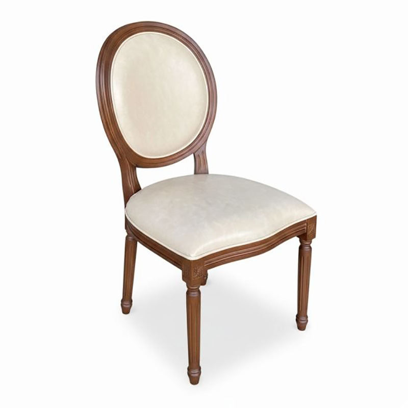 Ghế Louis không tay gỗ cao su bọc da GA128