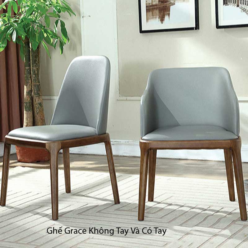Ghế Grace có tay khung gỗ sồi, nệm da Simili GA630