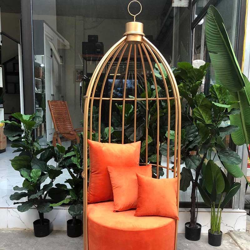 Ghế lồng chim nghệ thuật đệm nhung loại đẹp đủ màu GG290