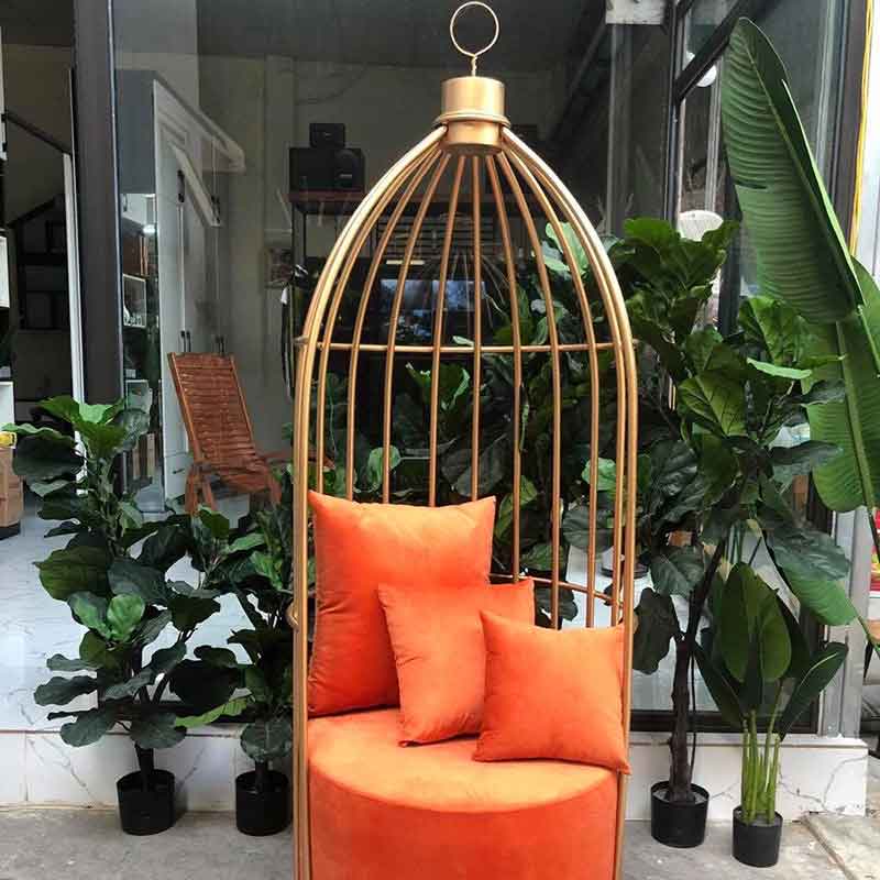 Ghế lồng chim nghệ thuật đệm nhung loại đẹp đủ màu GG290