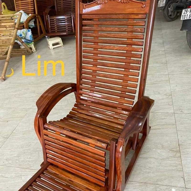 Ghế lười bập bênh gỗ tự nhiên gấp gọn, dây nan GG236