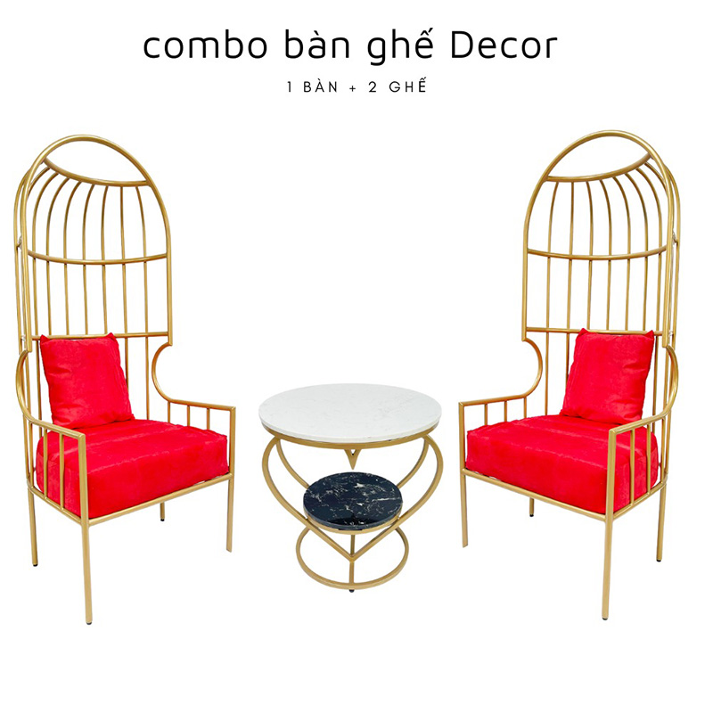 Ghế sắt Decor ngai vàng trang trí vòm cao kiểu lồng chim GG230