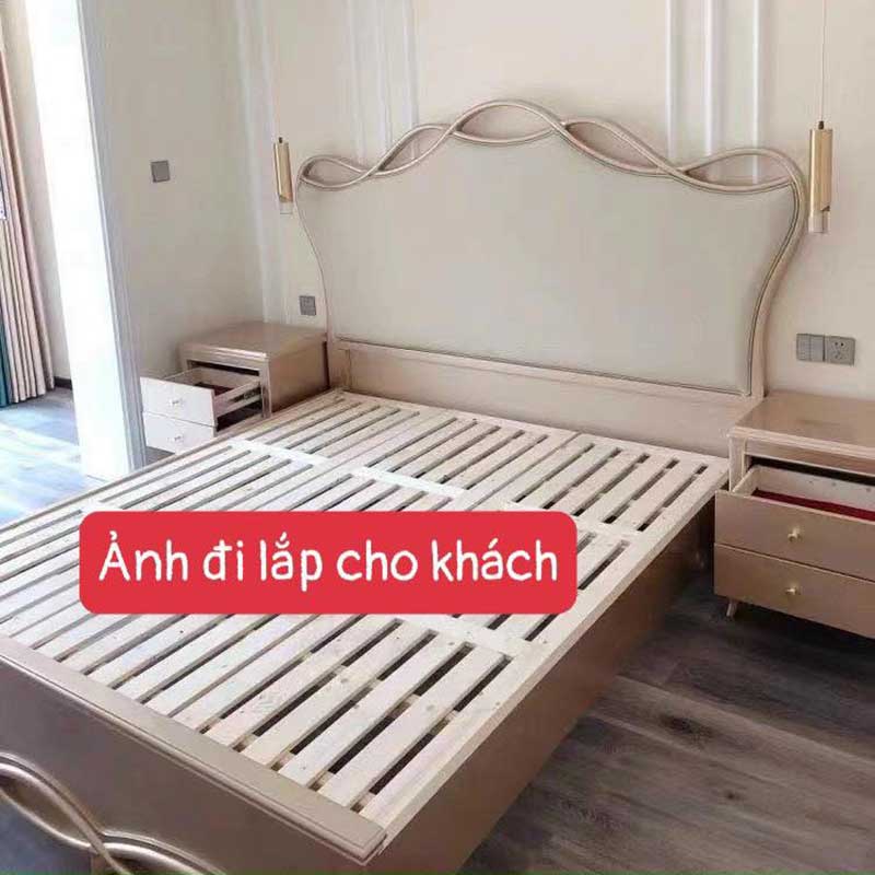 Giường ngủ khung gỗ bọc da nhập khẩu m8 x 2m GN366