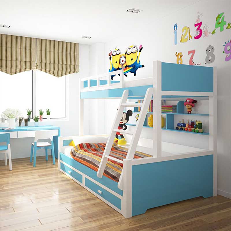 Giường tầng gỗ cho bé kết hợp giá sách tiện dụng GN466