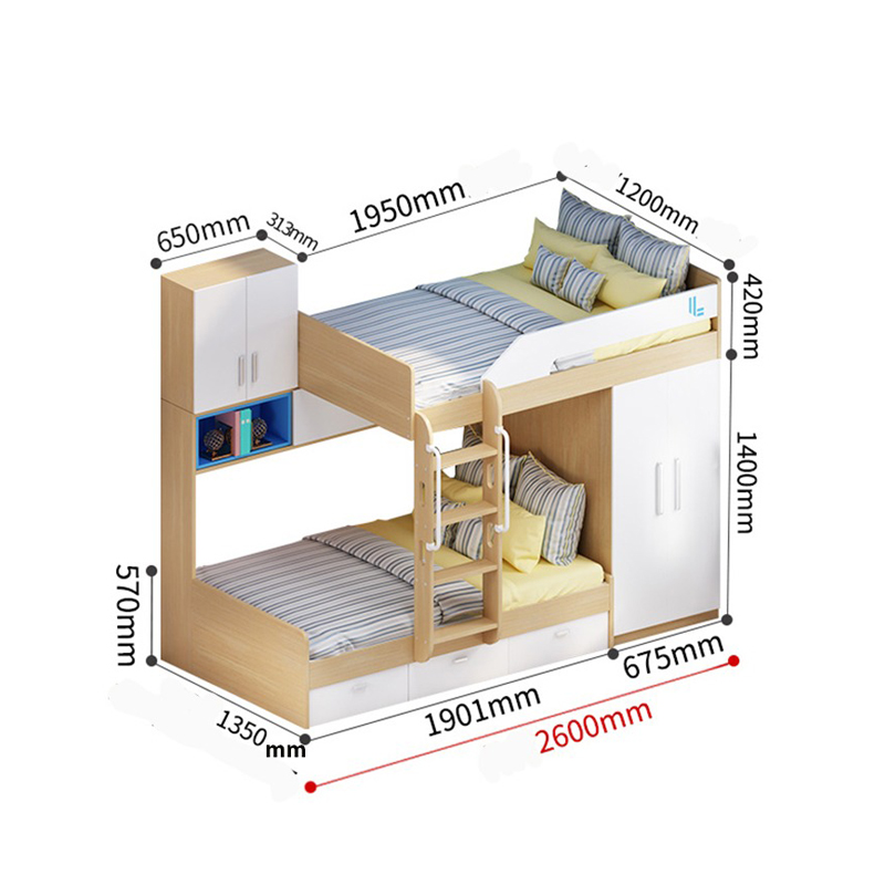 Giường tầng gỗ công nghiệp thiết kế đa năng GN412