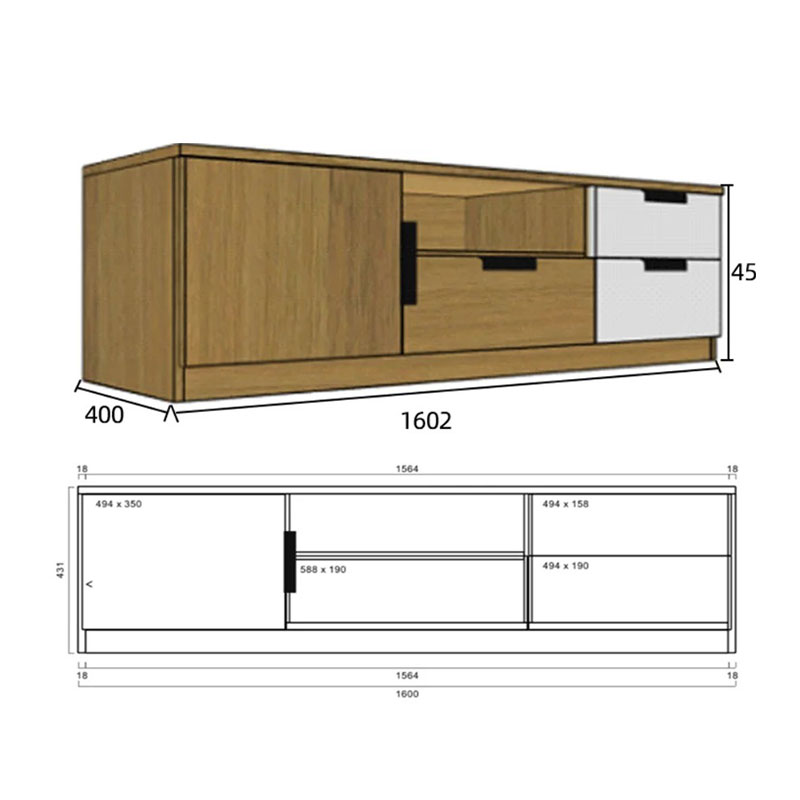 Kệ tivi phong cách hiện đại cho phòng khách KT338