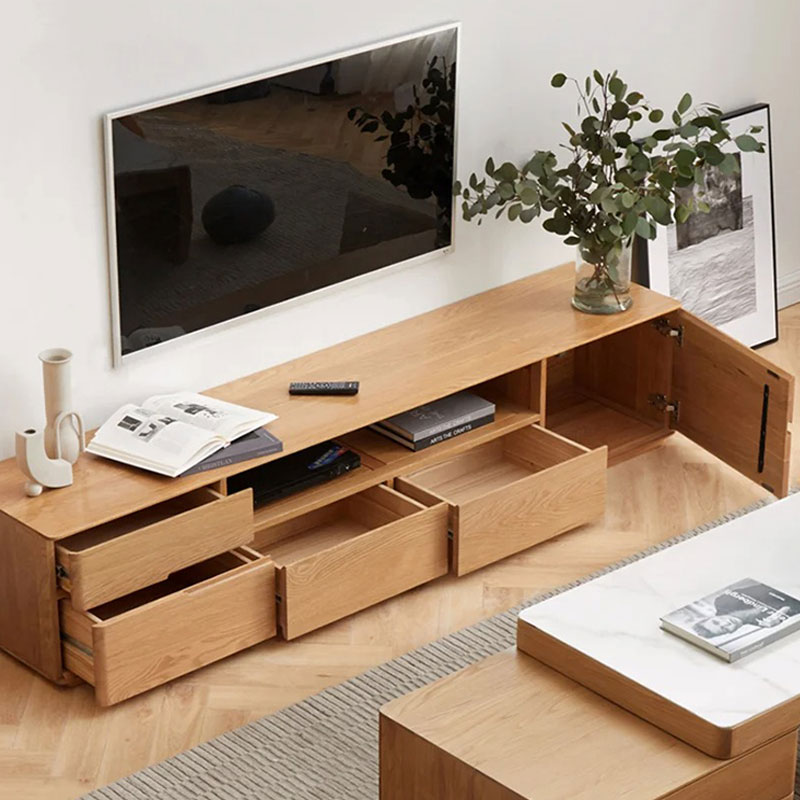 Kệ tivi phòng khách gỗ sồi tự nhiên KT124