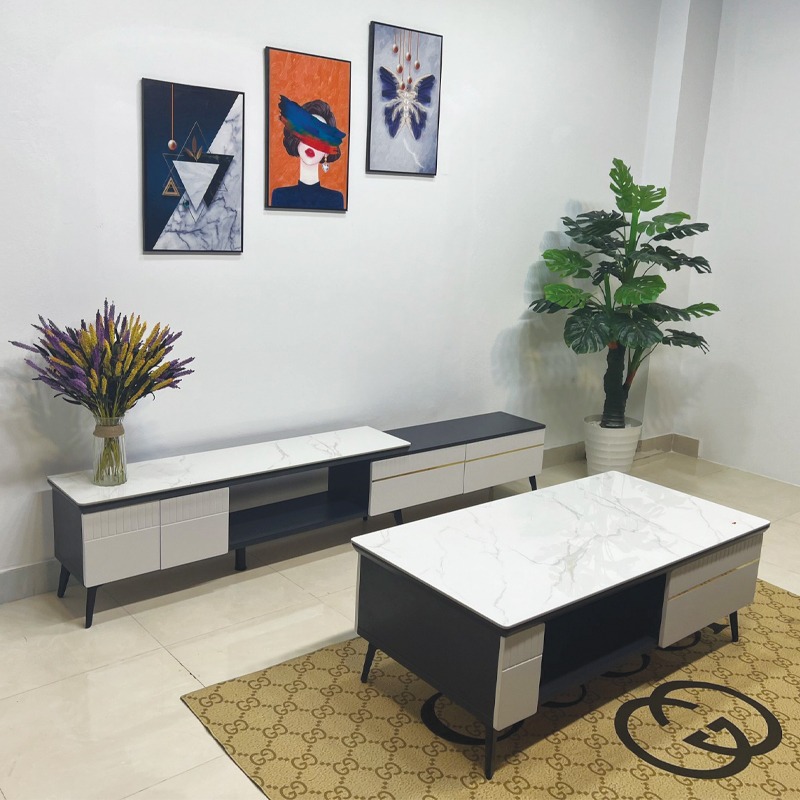 Kệ tivi phòng khách nhập khẩu, mặt đá siêu sang KT340