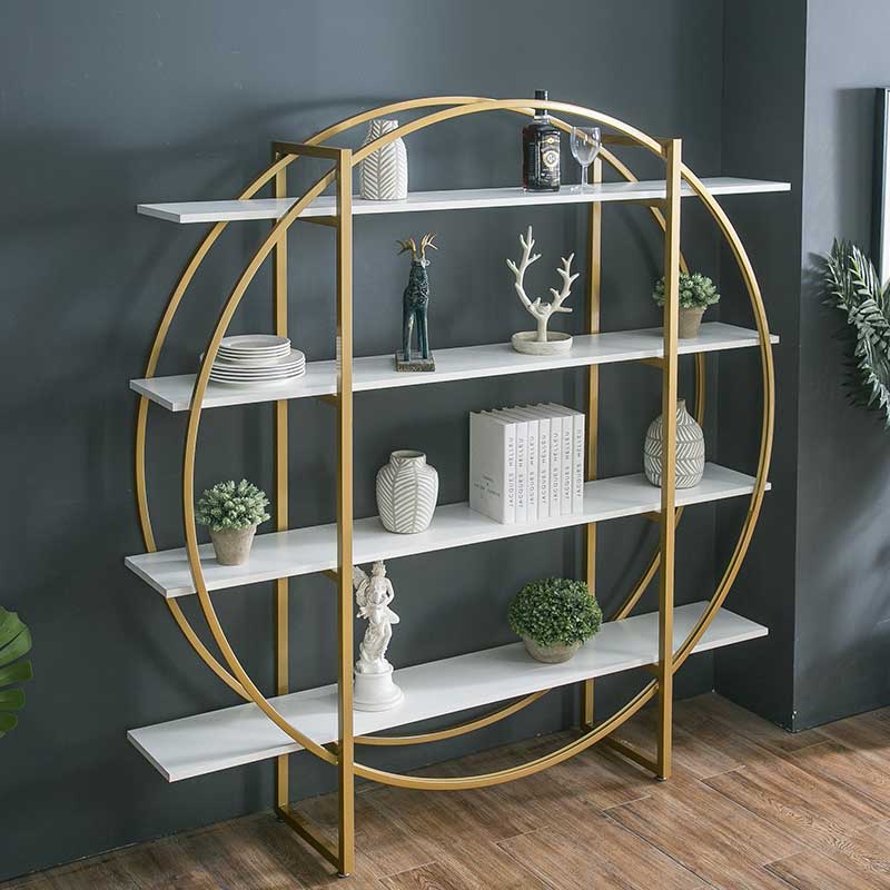 Kệ trang trí khung sắt sơn tĩnh điện hình tròn mặt kệ gỗ TR223