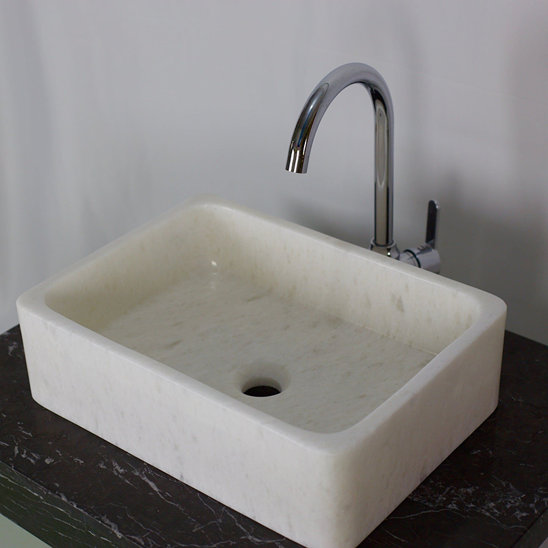 Bồn Lavabo hình chữ nhật đá trắng muối L460xW330xH140 LA004