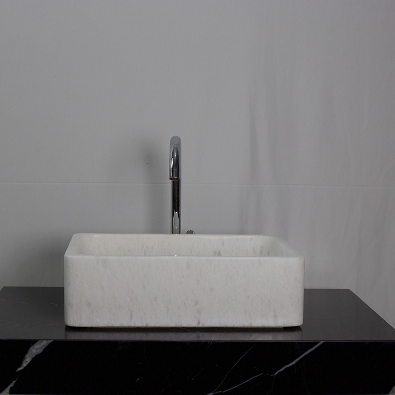 Bồn Lavabo hình chữ nhật đá trắng muối L460xW330xH140 LA004