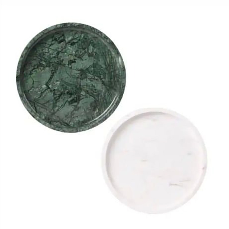Khay đá marble hình tròn, đá xanh Ấn Độ decor khách sạn & resort cao cấp PT012