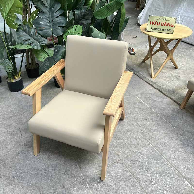 Bộ sofa cafe chân dẹp, bàn chân sao gỗ SF634