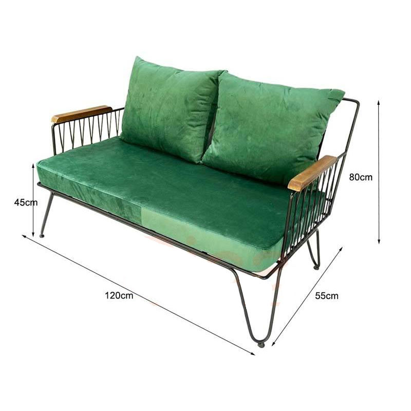 Ghế sofa băng đẹp cho quán cafe khung sắt mặt đệm da Simili SF630