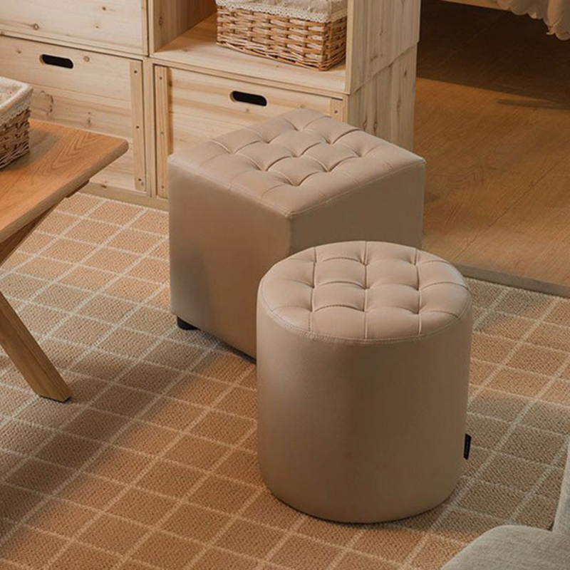 Ghế đôn gỗ sofa bọc da nỉ cao cấp mặt ghế rút múi SF993