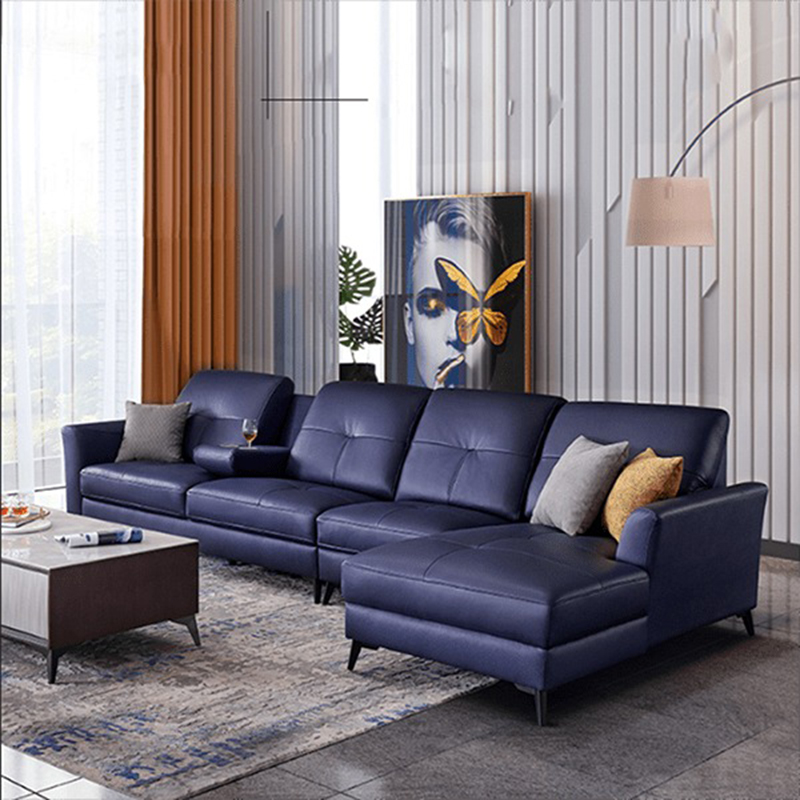 Ghế sofa góc chữ L bọc da cao cấp có tay vịn SF613