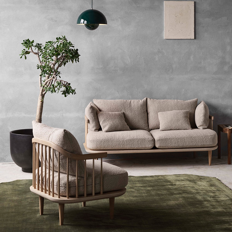 Sofa đơn nan gỗ Fly phong cách Scandinavian SF883