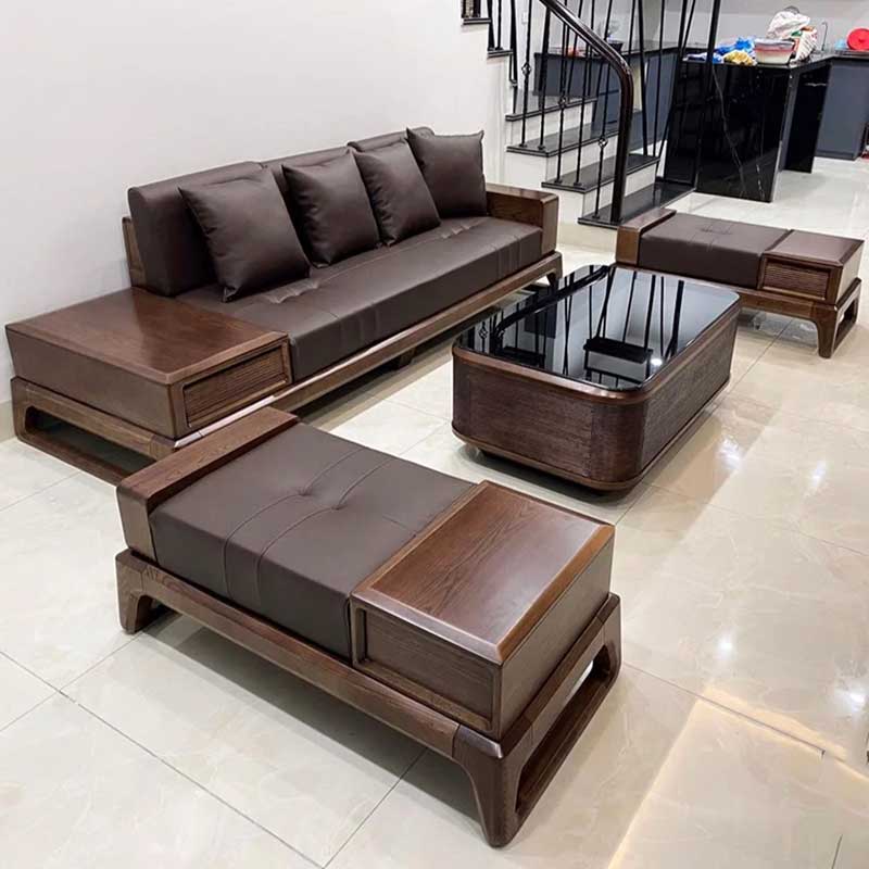 Sofa gỗ óc chó sang trọng cho phòng khách SF090